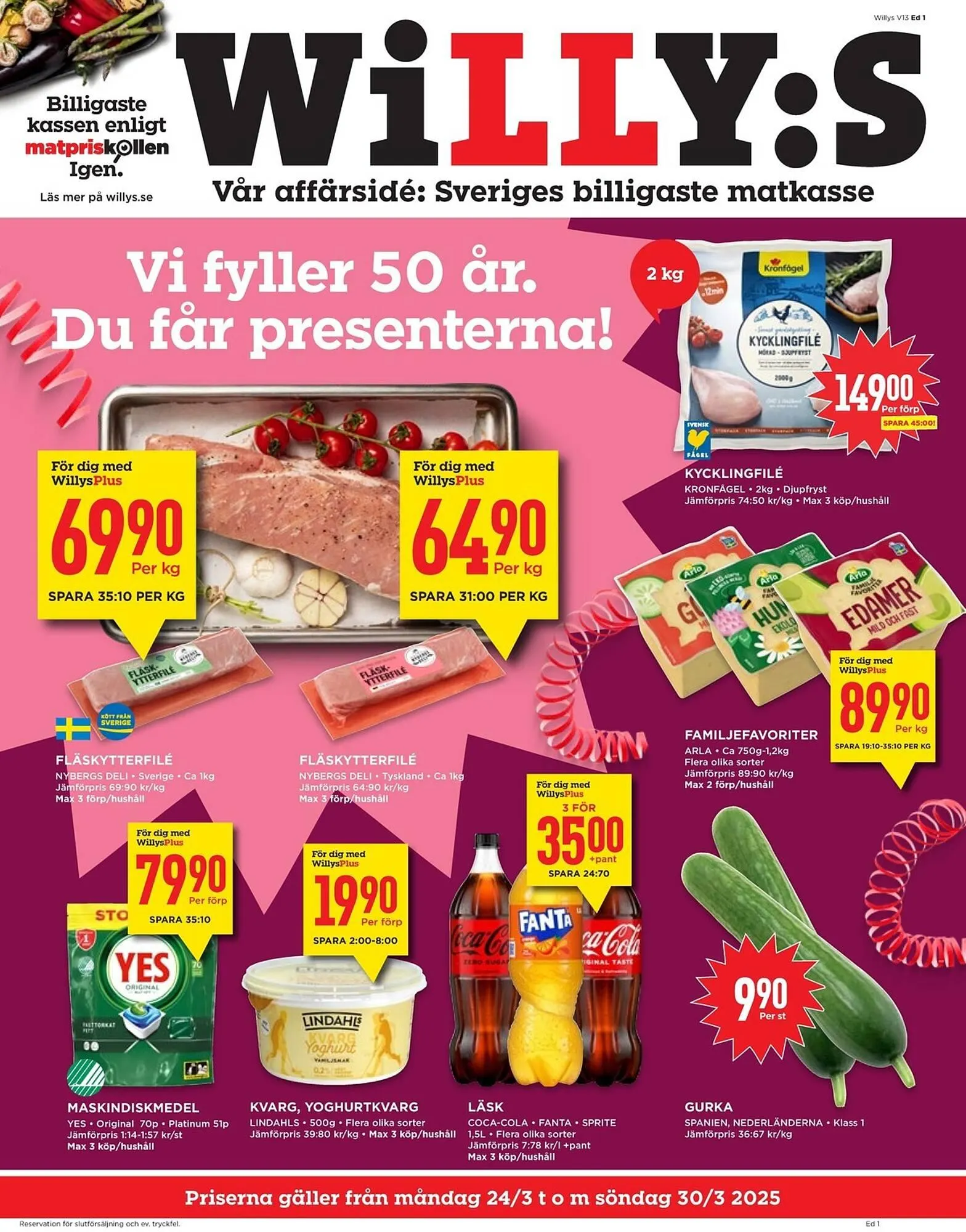 Willys reklamblad från 24 mars till 30 mars 2025 - Reklamblad sidor 1
