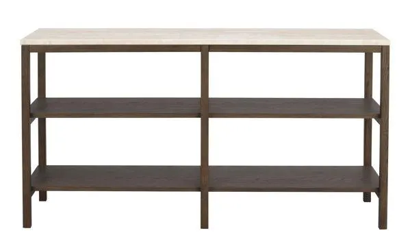 ORWEL Avlastningsbord 140xH75 beige travertin/brun ek
