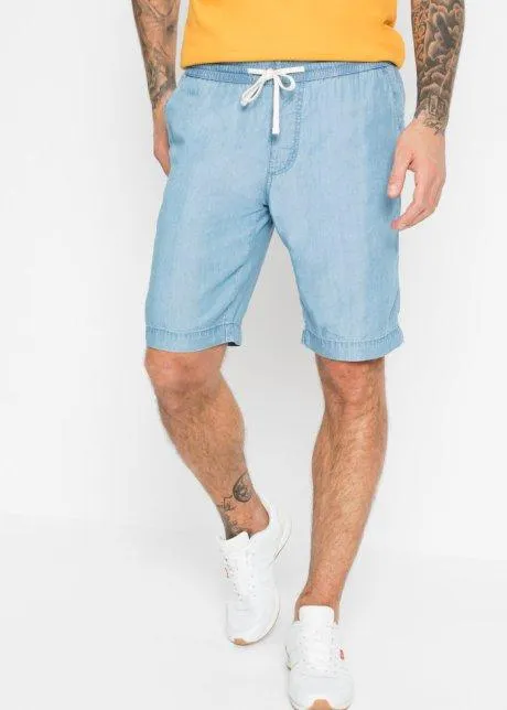 Dra på-bermudas i TENCEL™ lyocell, avslappnad passform