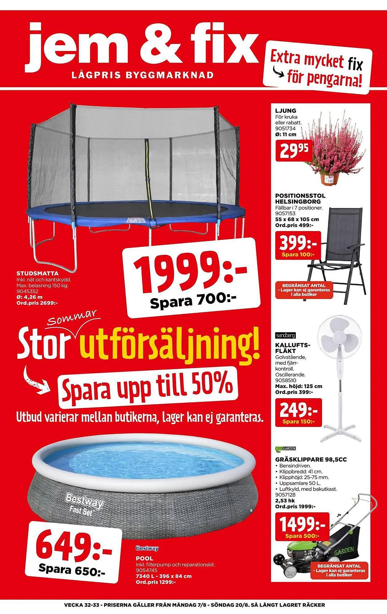 Jem&Fix reklamblad från 6 augusti till 20 augusti 2023 - Reklamblad sidor 1