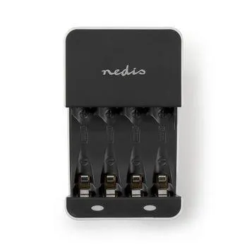 Nedis NiMH Batteriladdare AA / AAA | 1.2 V DC | Underhållsladdning | Euro / Typ C (CEE 7/16) | Batteritypsenergi: AA / AAA | Svart / Vit