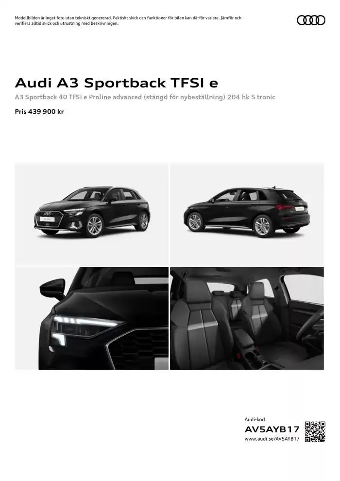 Audi A3 Sportback TFSI e från 26 september till 26 september 2025 - Reklamblad sidor 1