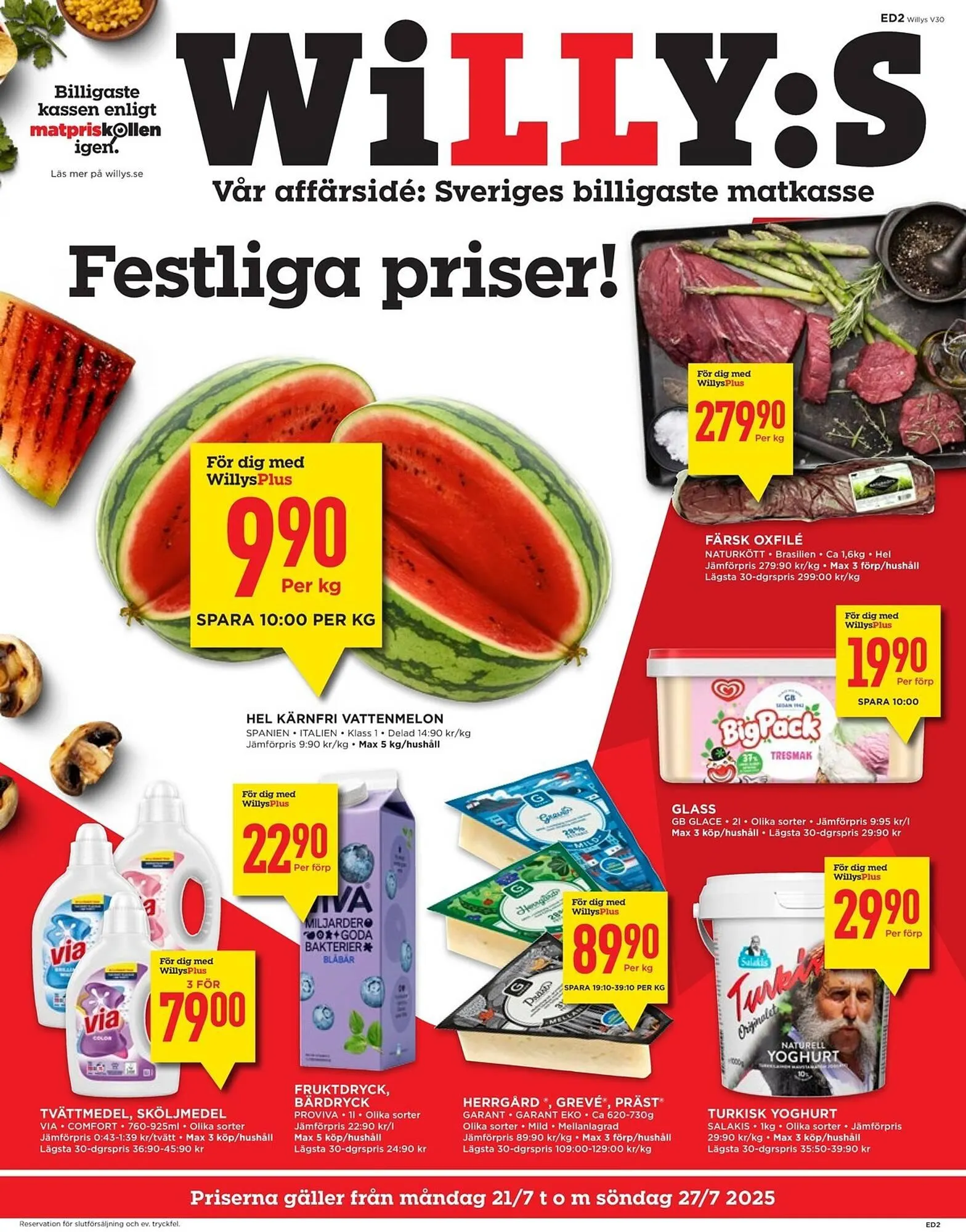 Willys reklamblad från 21 juli till 28 juli 2025 - Reklamblad sidor 1