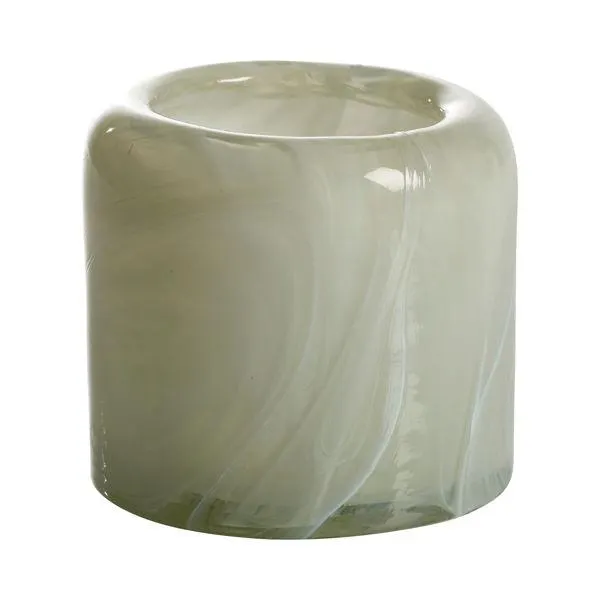PURO Ljuslykta creme 11x11 h12cm 100% munblåst glas