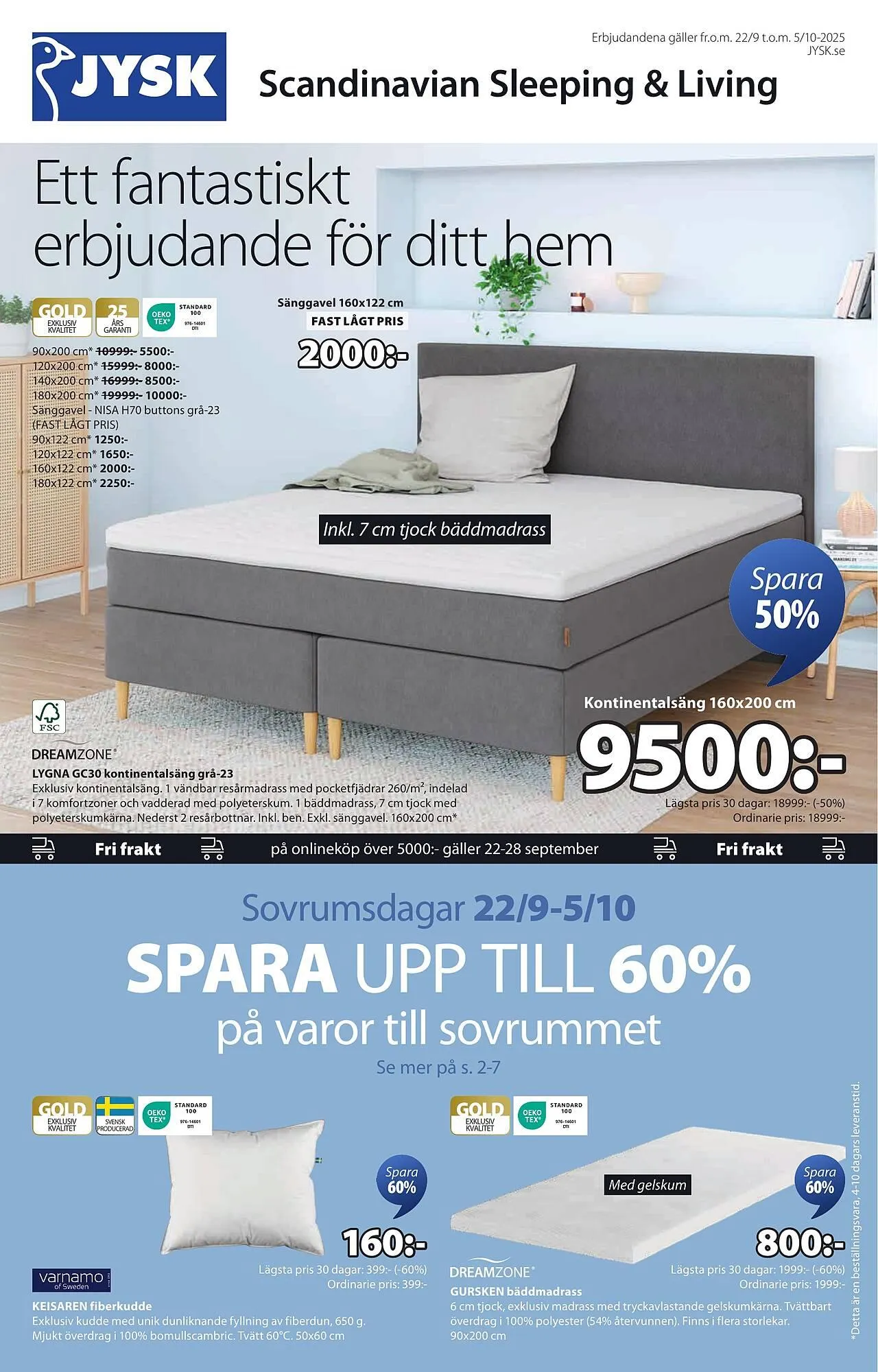 JYSK reklamblad från 22 september till 5 oktober 2025 - Reklamblad sidor 1