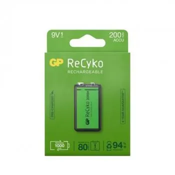 GP ReCyko Rechargeable 9V-battery, 200 mAh, 1-pack