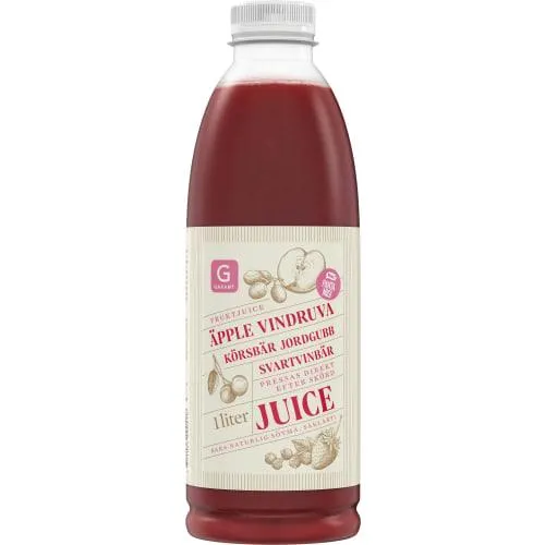 Äpple Vindruva Körsbär Jordgubbe Svartvinbär Juice