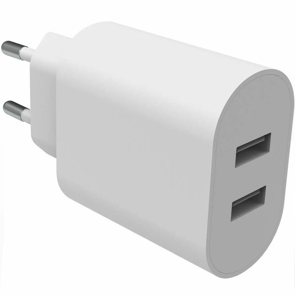Laddare 100‑240V 2xUSB A (2,4A+2,4A) vit