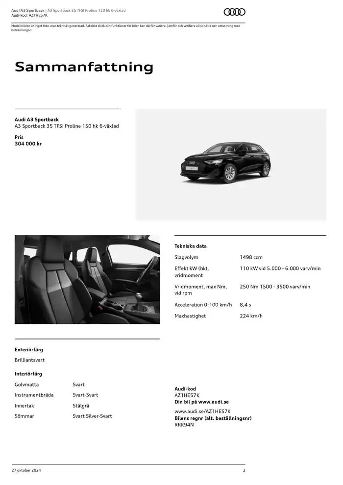 Audi A3 Sportback från 27 oktober till 27 oktober 2025 - Reklamblad sidor 2