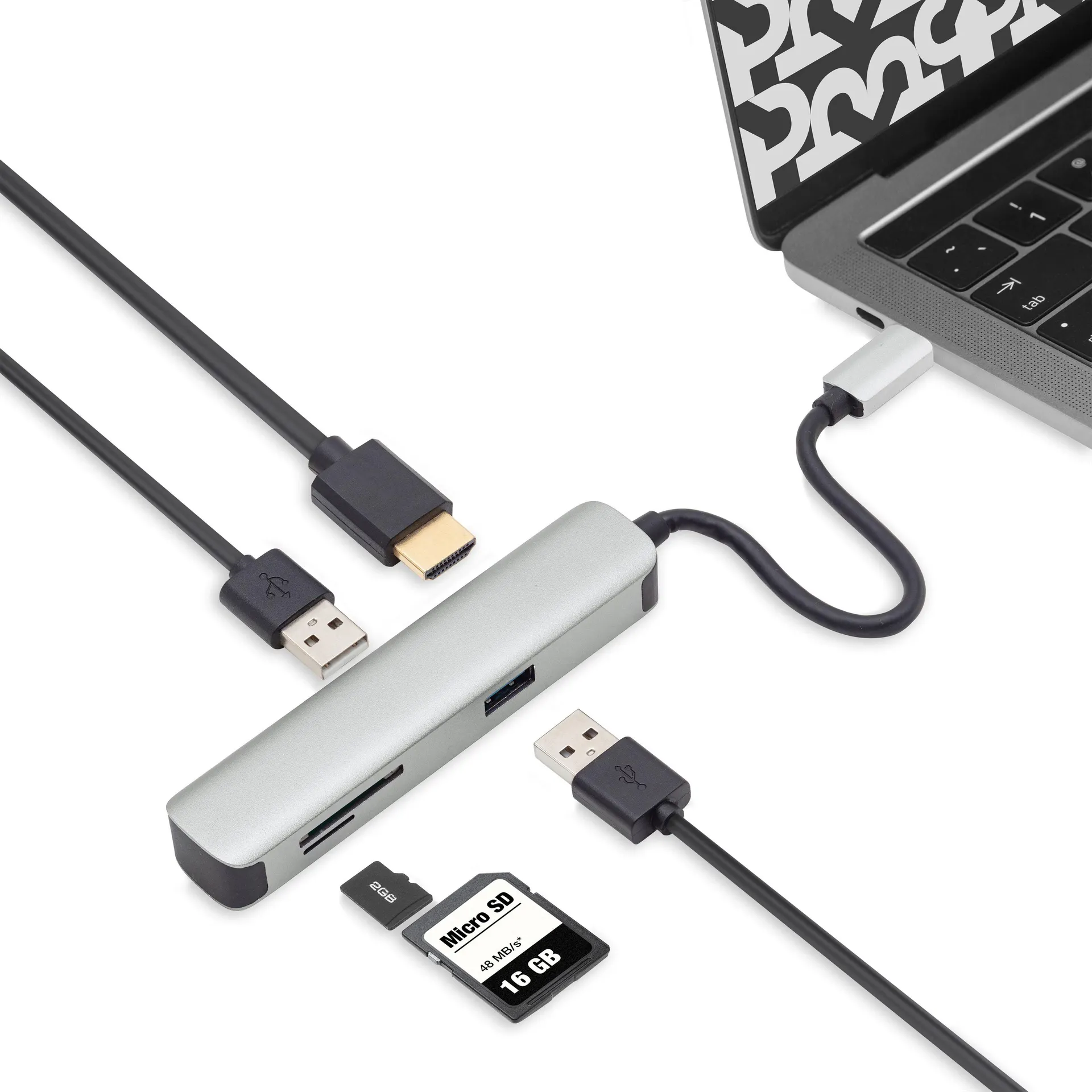 Plexgear 5-portars USB-C multiadapter CB1023