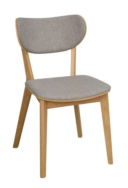KATO stol lackad ek/ljusgrått tyg