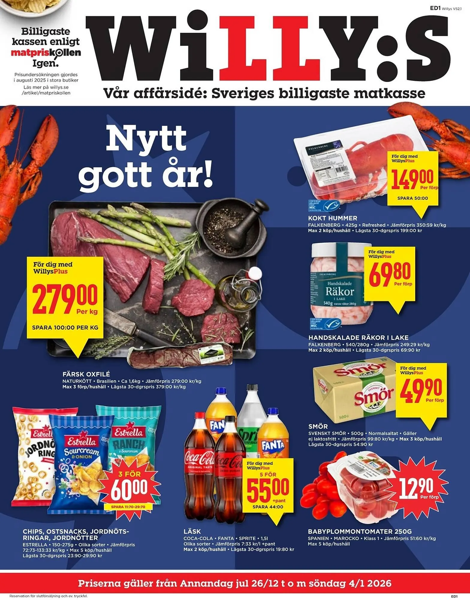 Willys reklamblad från 26 december till 4 januari 2026 - Reklamblad sidor 1