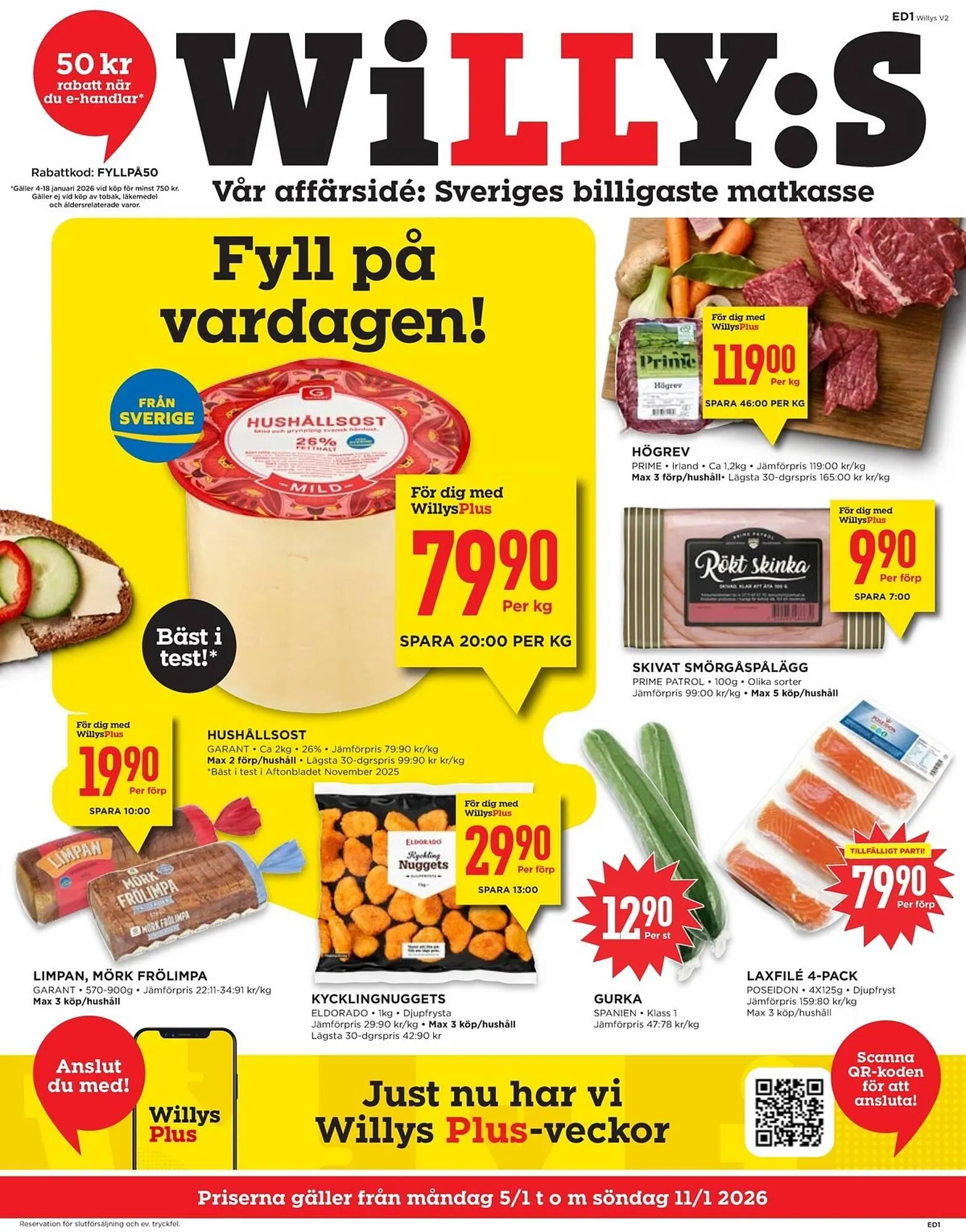Willys reklamblad från 5 januari till 11 januari 2026 - Reklamblad sidor 1