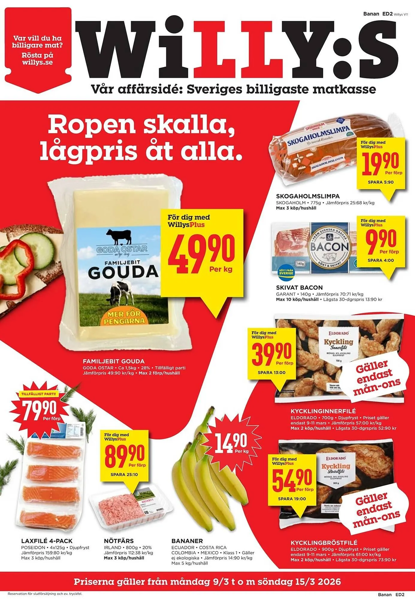 Willys reklamblad från 9 mars till 15 mars 2026 - Reklamblad sidor 1