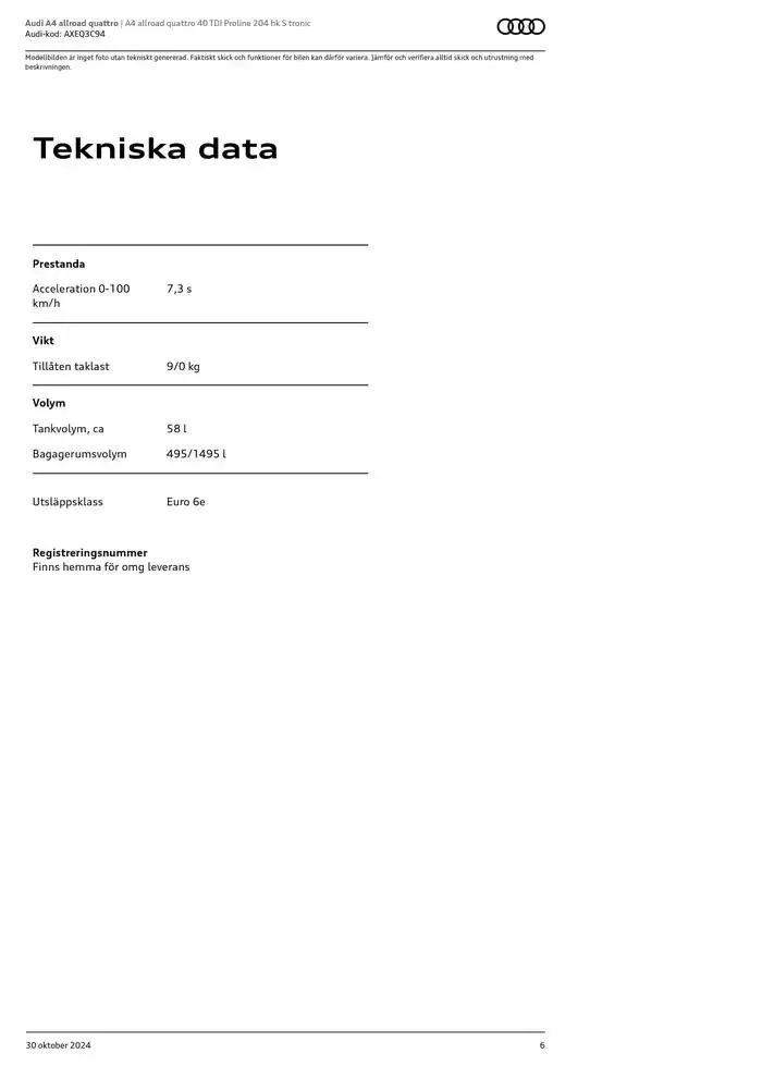 Audi A4 allroad quattro från 30 oktober till 30 oktober 2025 - Reklamblad sidor 6