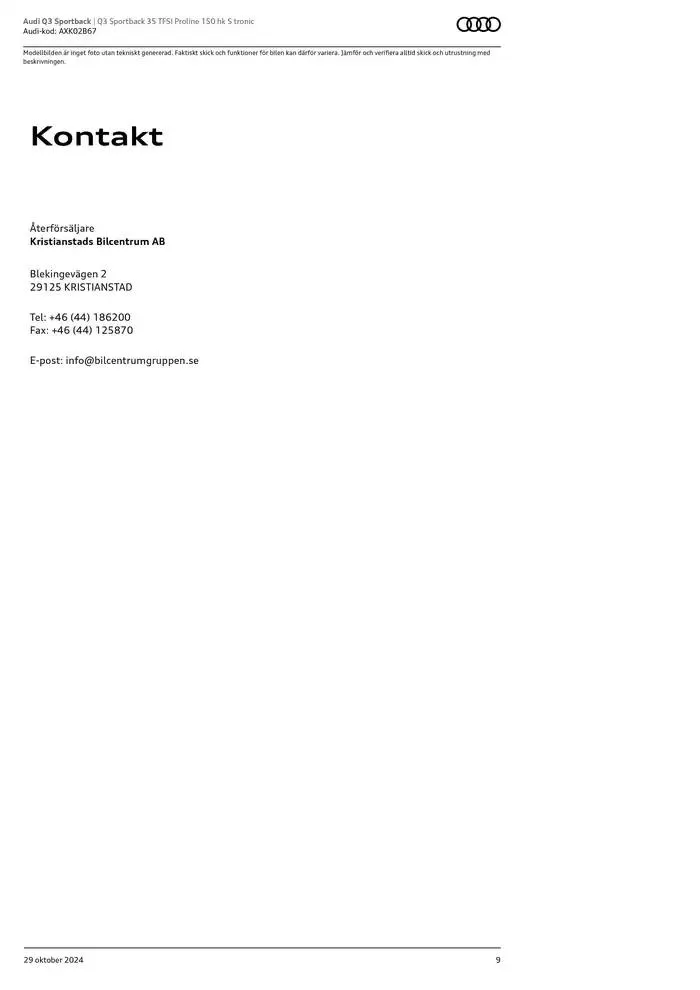 Audi Q3 Sportback från 29 oktober till 29 oktober 2025 - Reklamblad sidor 9