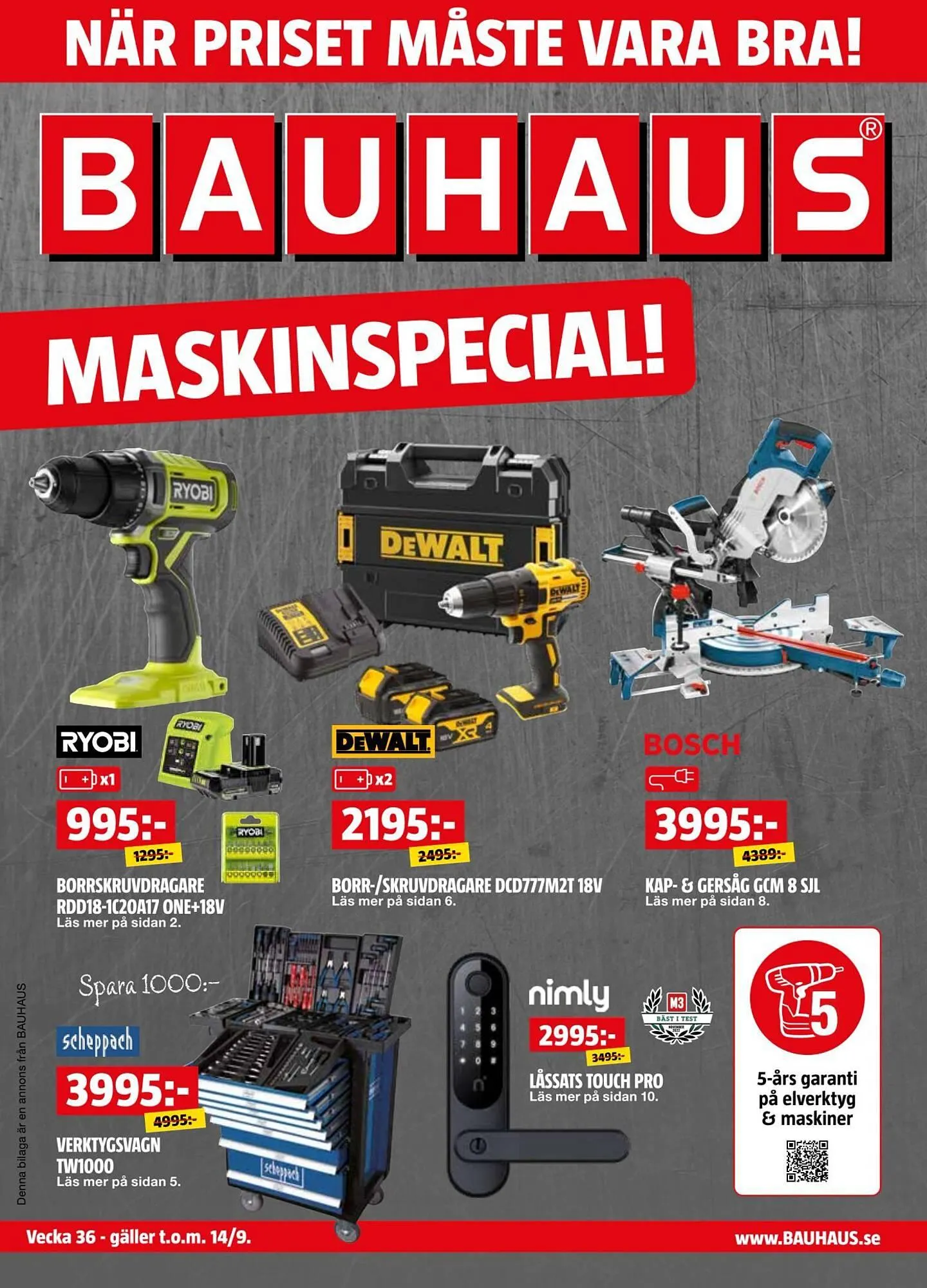 Bauhaus reklamblad från 1 september till 14 september 2025 - Reklamblad sidor 1