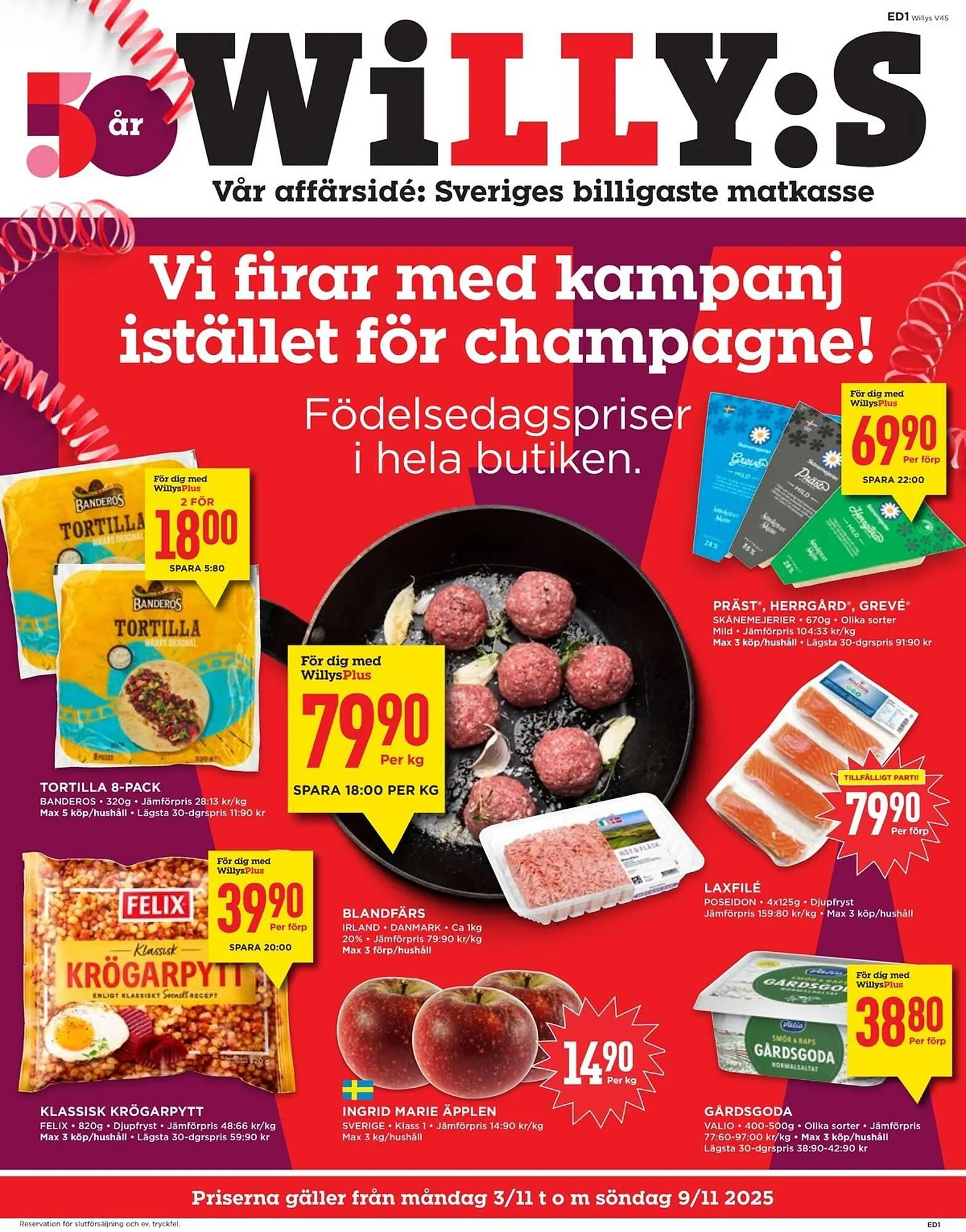 Willys reklamblad från 3 november till 9 november 2025 - Reklamblad sidor 1