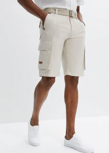 Cargobermudas med skärp, Regular Fit