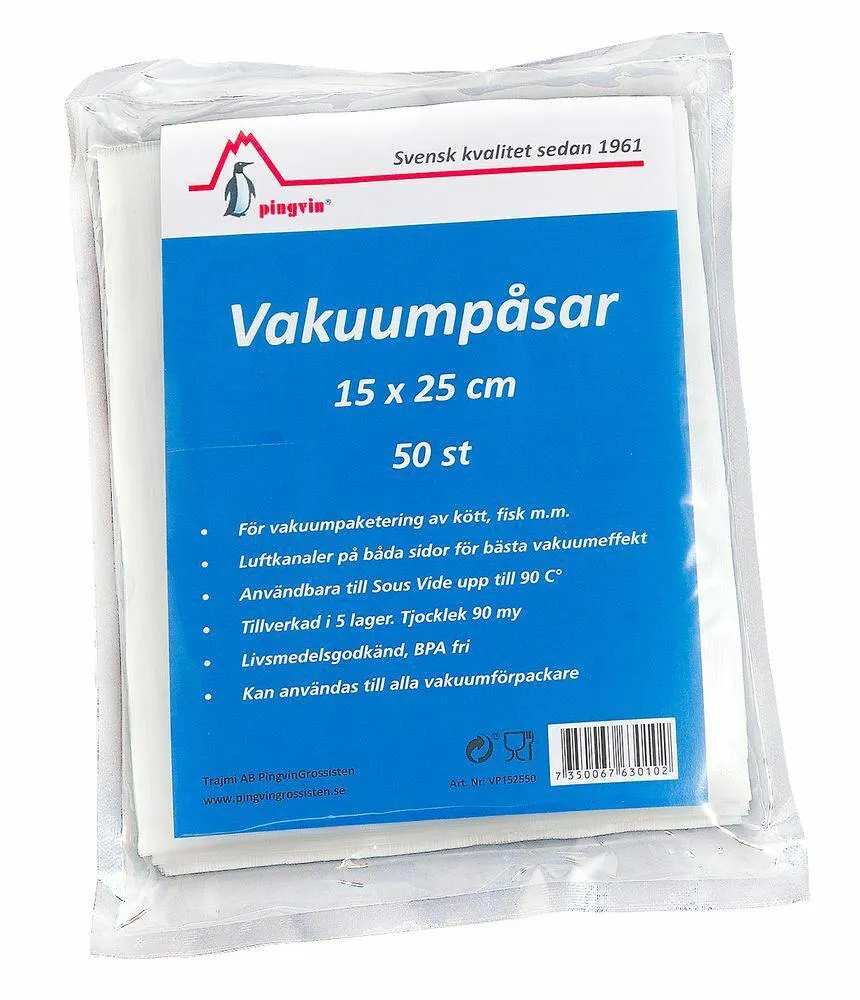 Pingvin vakuumpåsar 90my 15x25cm 50st