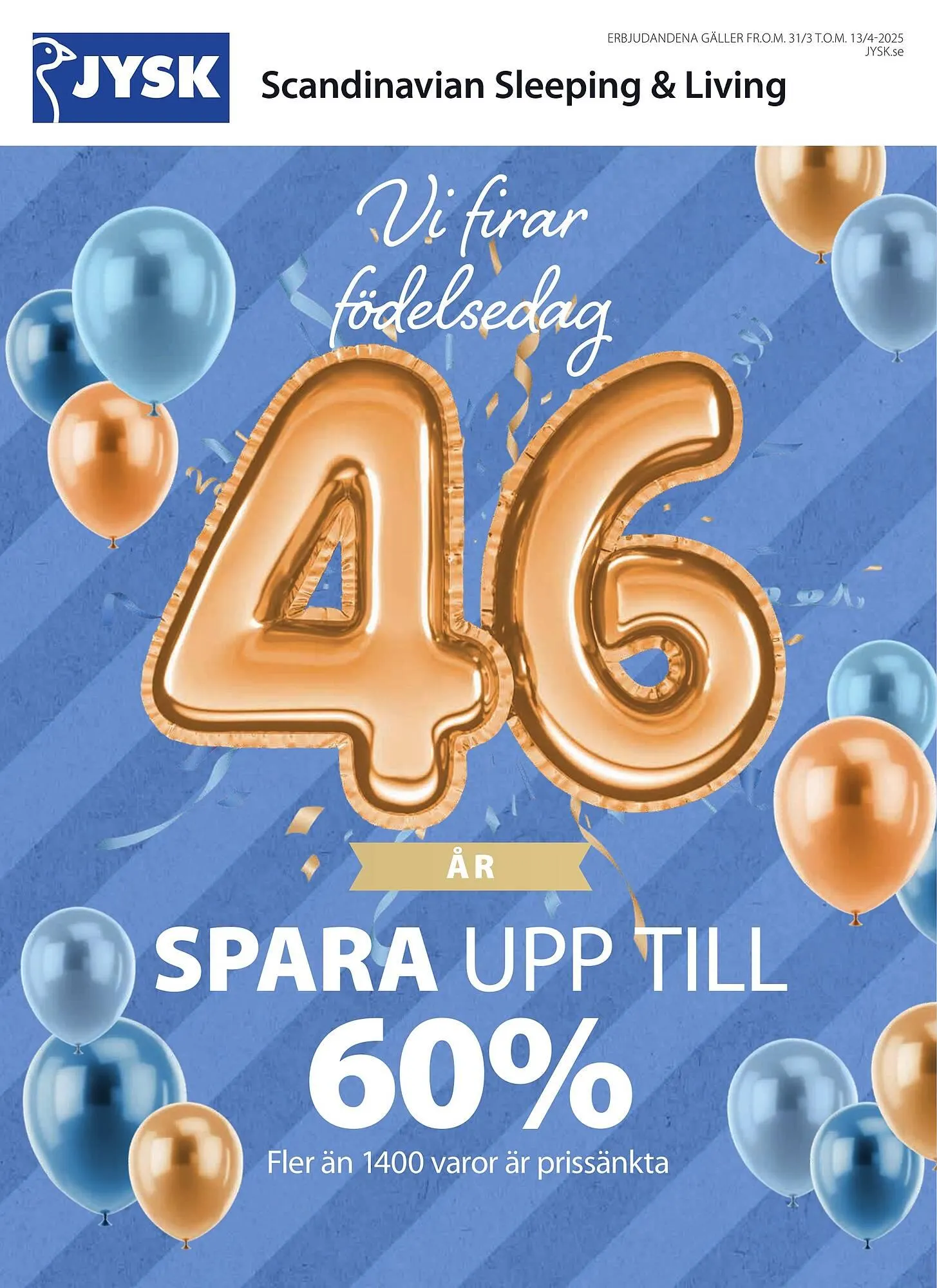 JYSK reklamblad från 31 mars till 13 april 2025 - Reklamblad sidor 1