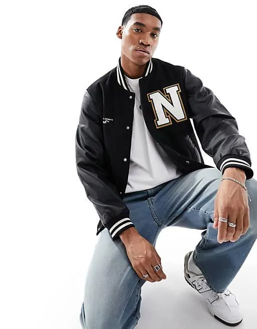 Jack & Jones – Svart jacka i collegestil