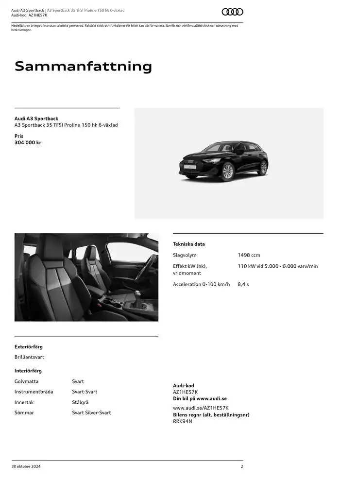 Audi A3 Sportback från 30 oktober till 30 oktober 2025 - Reklamblad sidor 2