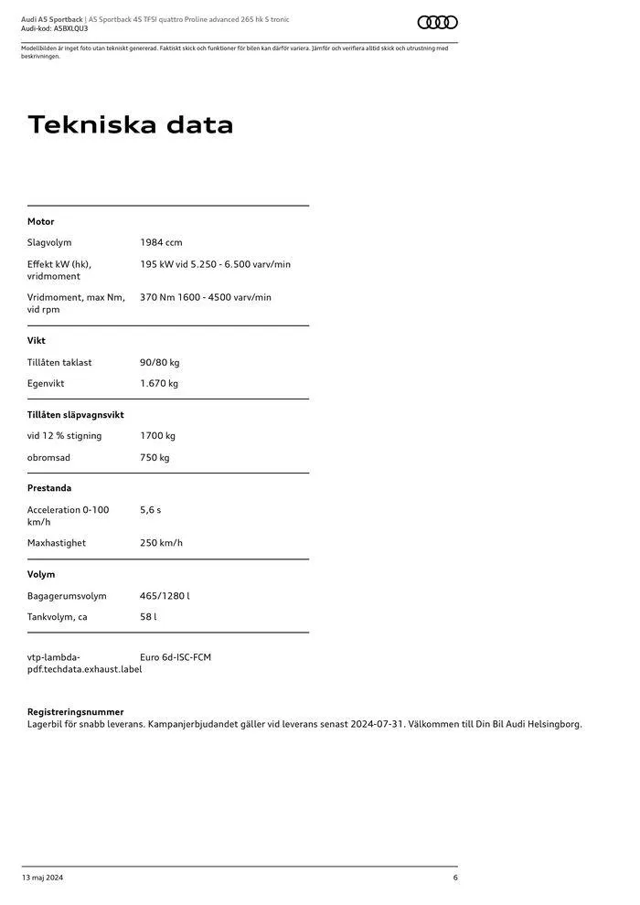 Audi A5 Sportback från 13 maj till 13 maj 2025 - Reklamblad sidor 6