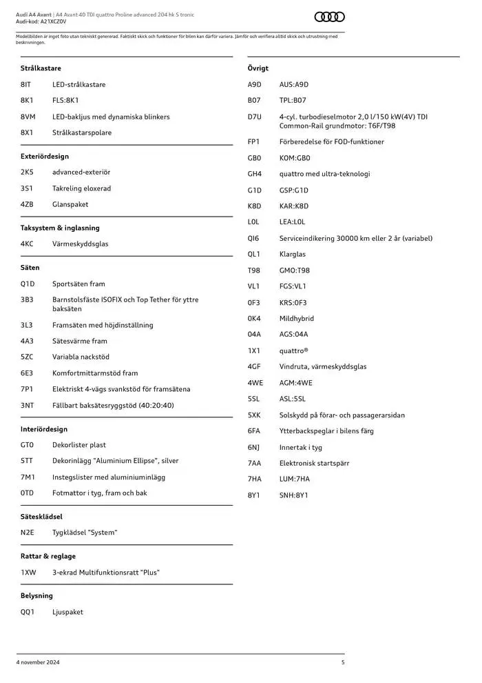 Audi A4 Avant från 4 november till 4 november 2025 - Reklamblad sidor 5