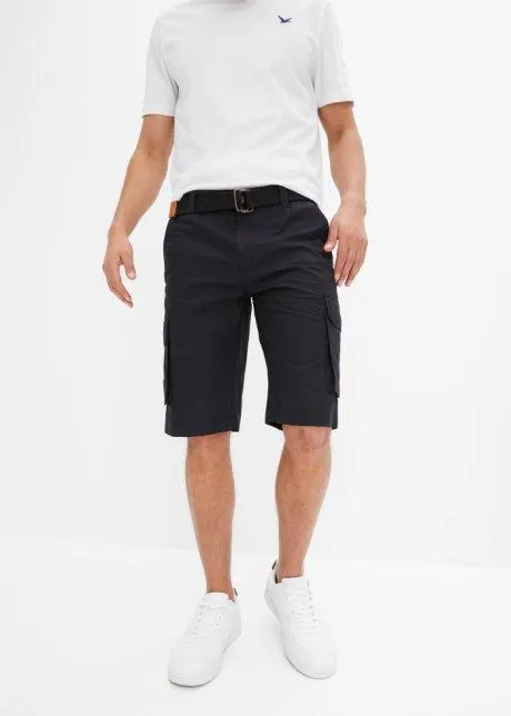 Cargobermudas med skärp, Regular Fit