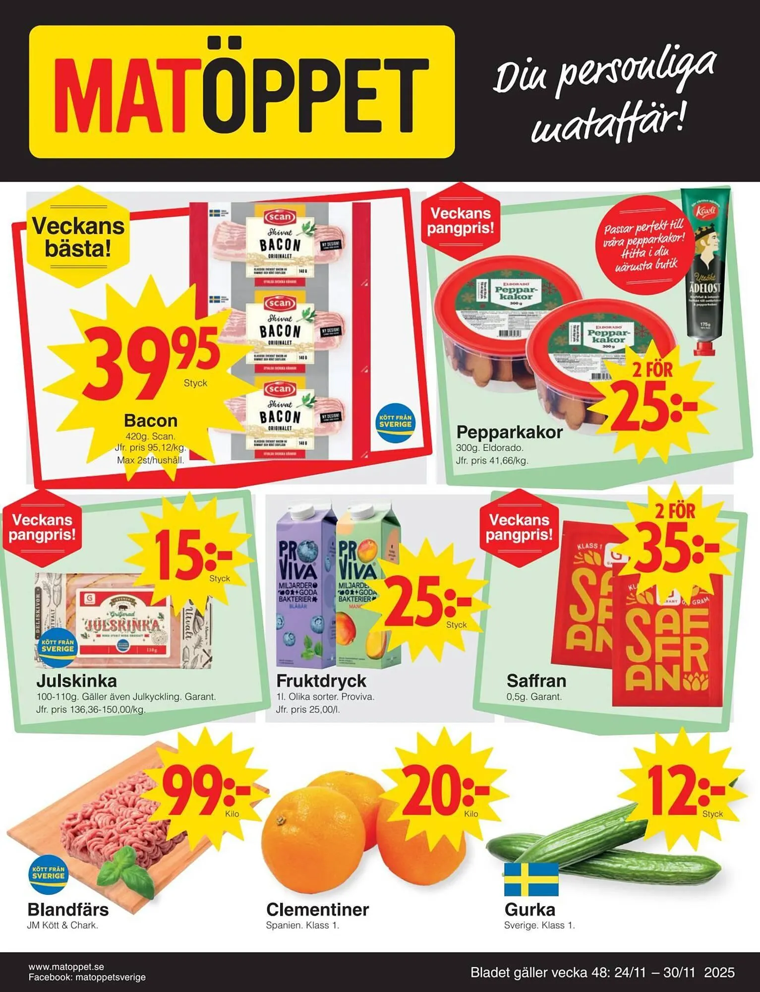 Matöppet reklamblad från 24 november till 30 november 2025 - Reklamblad sidor 1
