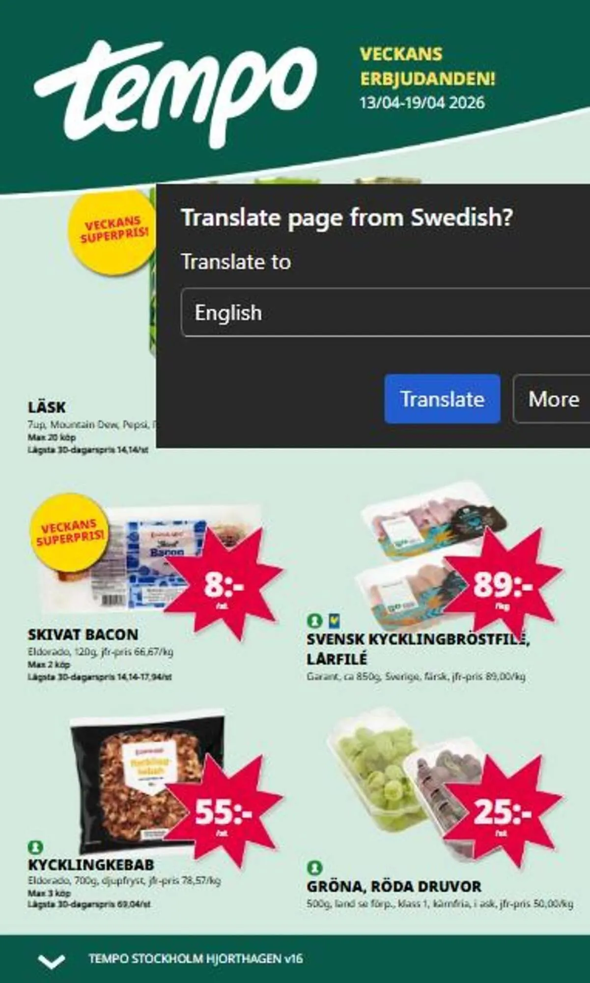 Tempo reklamblad från 13 april till 19 april 2026 - Reklamblad sidor 1