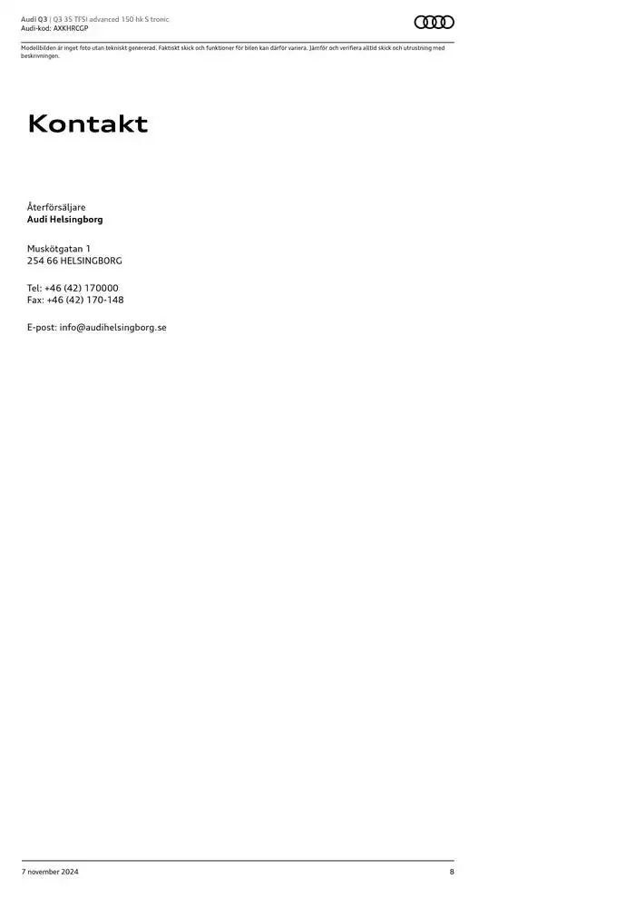 Audi Q3 från 7 november till 7 november 2025 - Reklamblad sidor 8