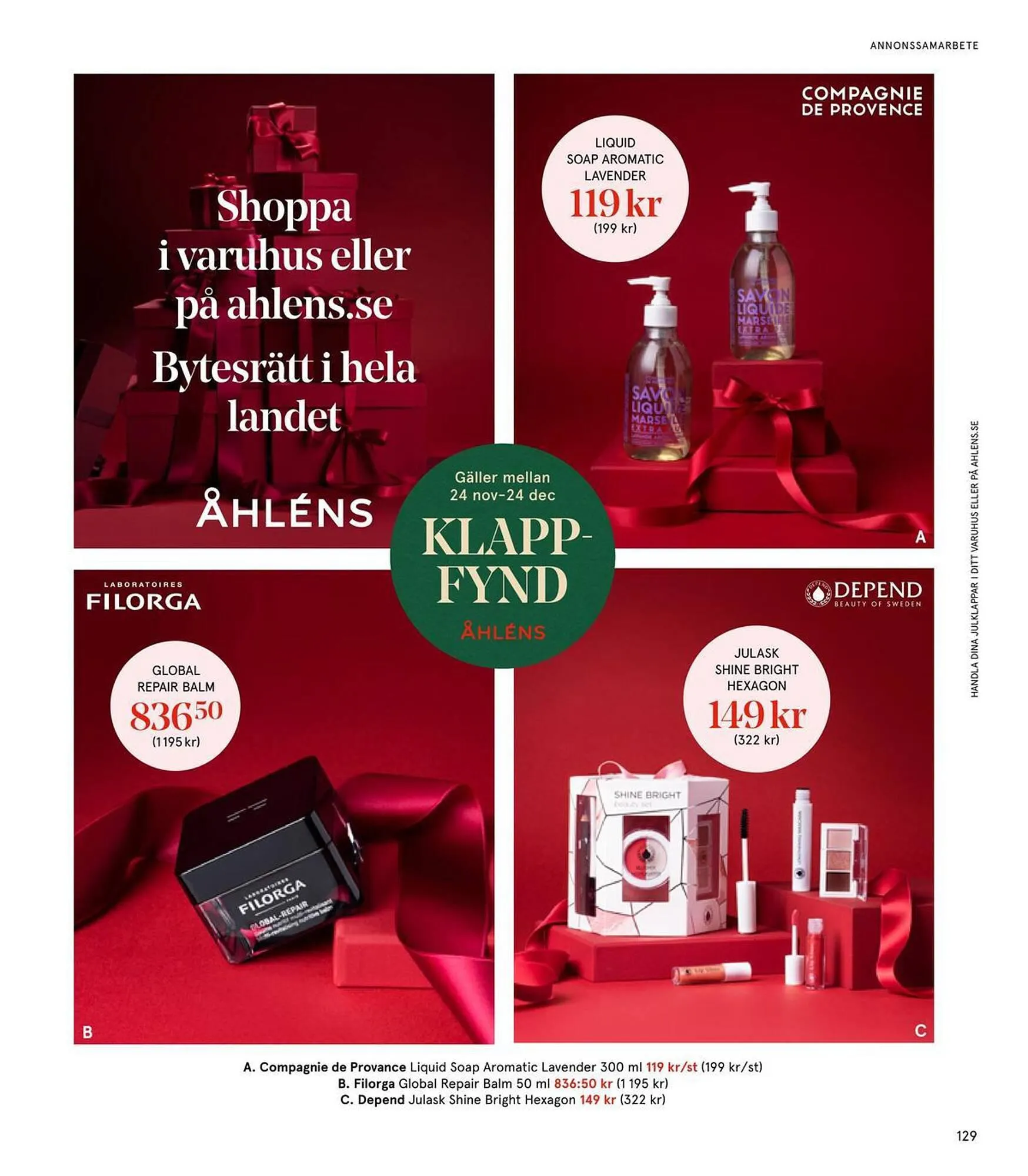 Åhléns reklamblad från 24 november till 24 december 2023 - Reklamblad sidor 129