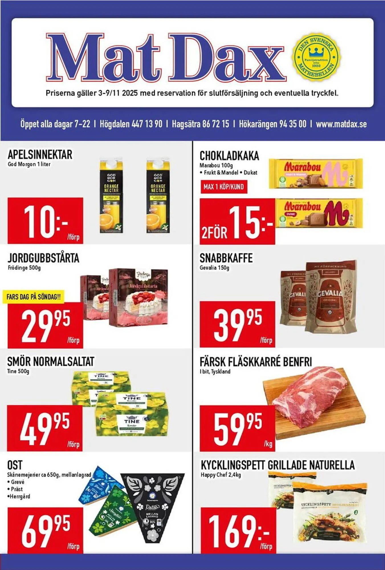 Matdax reklamblad från 3 november till 9 november 2025 - Reklamblad sidor 1