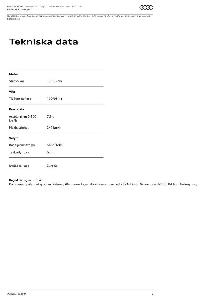 Audi A6 Avant från 3 december till 3 december 2025 - Reklamblad sidor 6