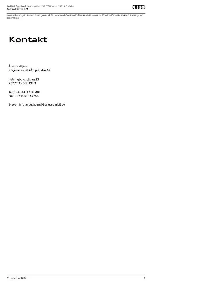 Audi A3 Sportback från 11 december till 11 december 2025 - Reklamblad sidor 9