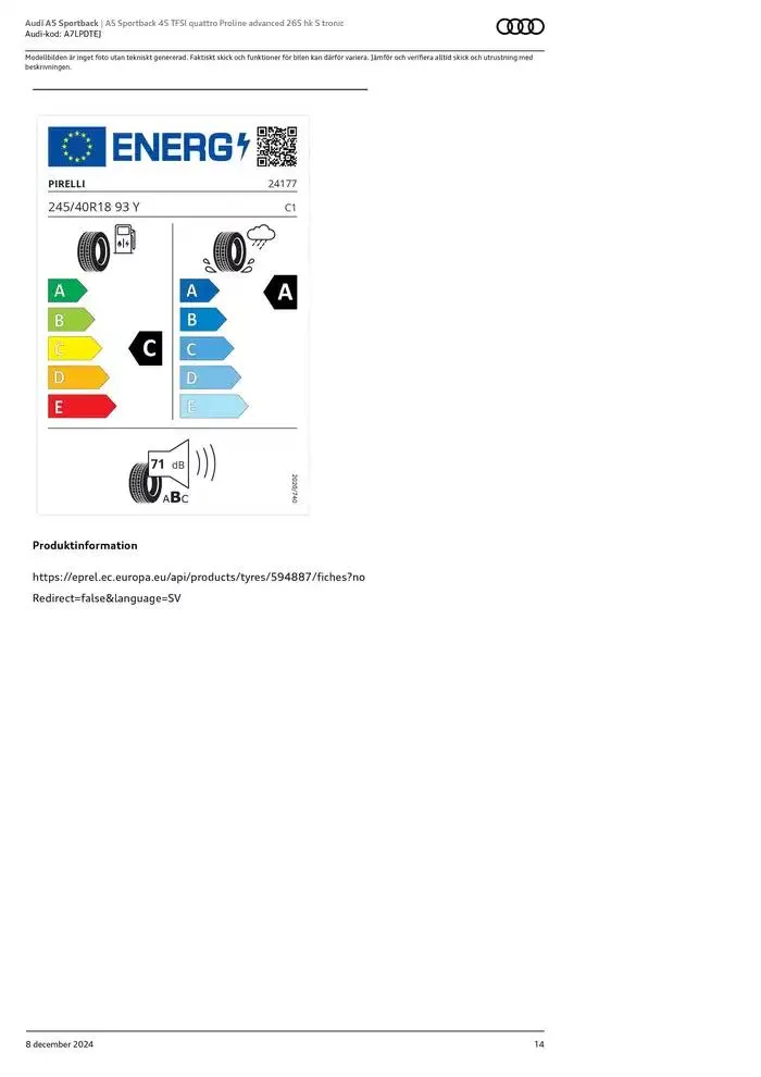 Audi A5 Sportback från 8 december till 8 december 2025 - Reklamblad sidor 14