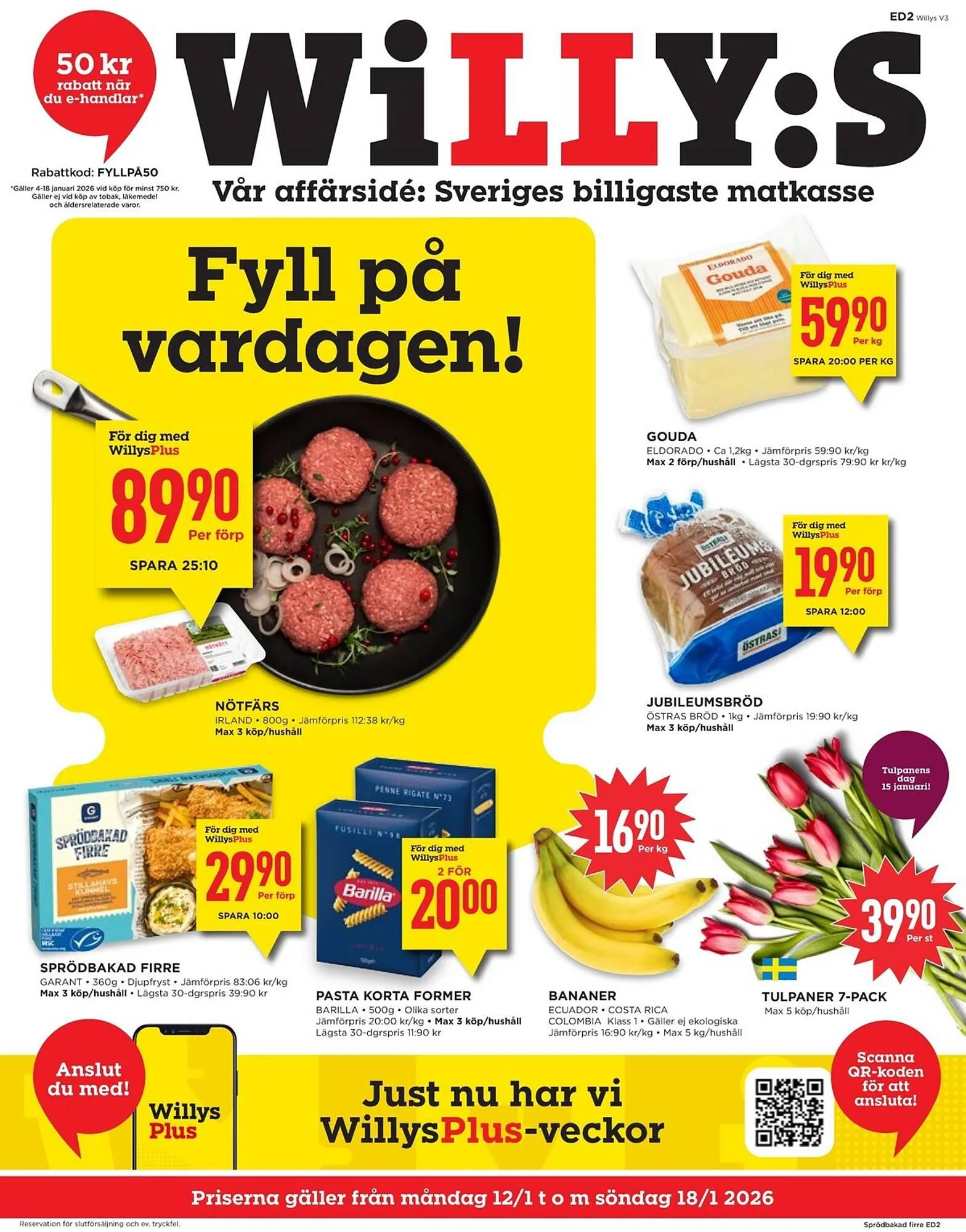 Willys reklamblad från 12 januari till 18 januari 2026 - Reklamblad sidor 1
