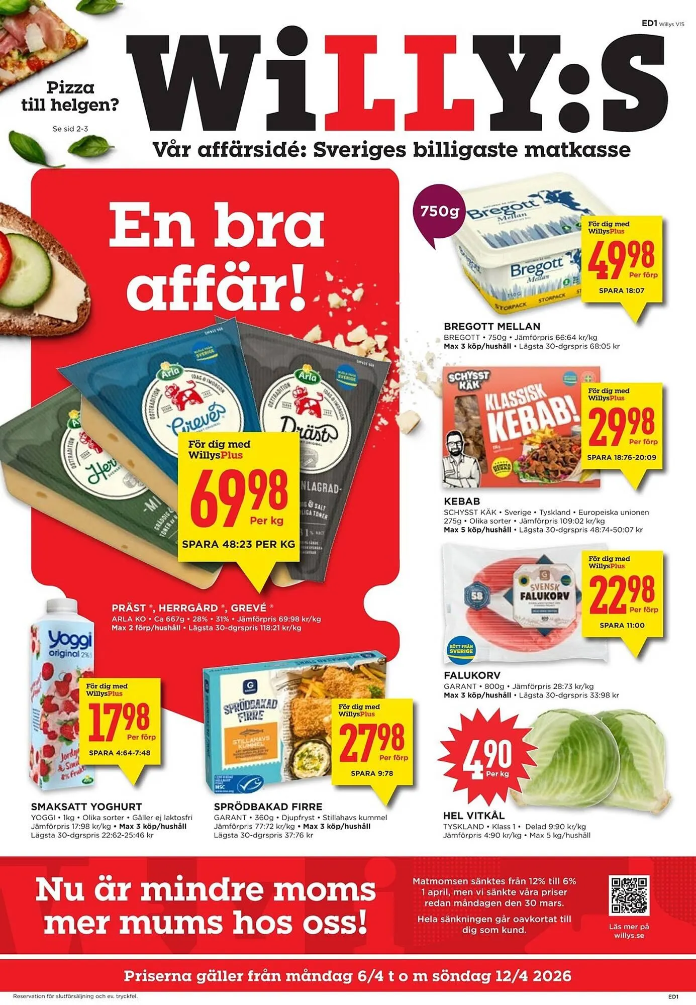 Willys reklamblad från 6 april till 12 april 2026 - Reklamblad sidor 1