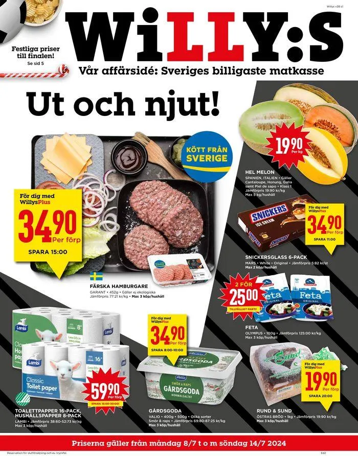 Willys Erbjudanden från 8 juli till 14 juli 2024 - Reklamblad sidor 1