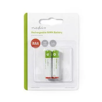 Nedis Laddningsbara Ni-MH-batteri AAA | 1.2 V DC | 700 mAh | Förladdad | 2-Blister