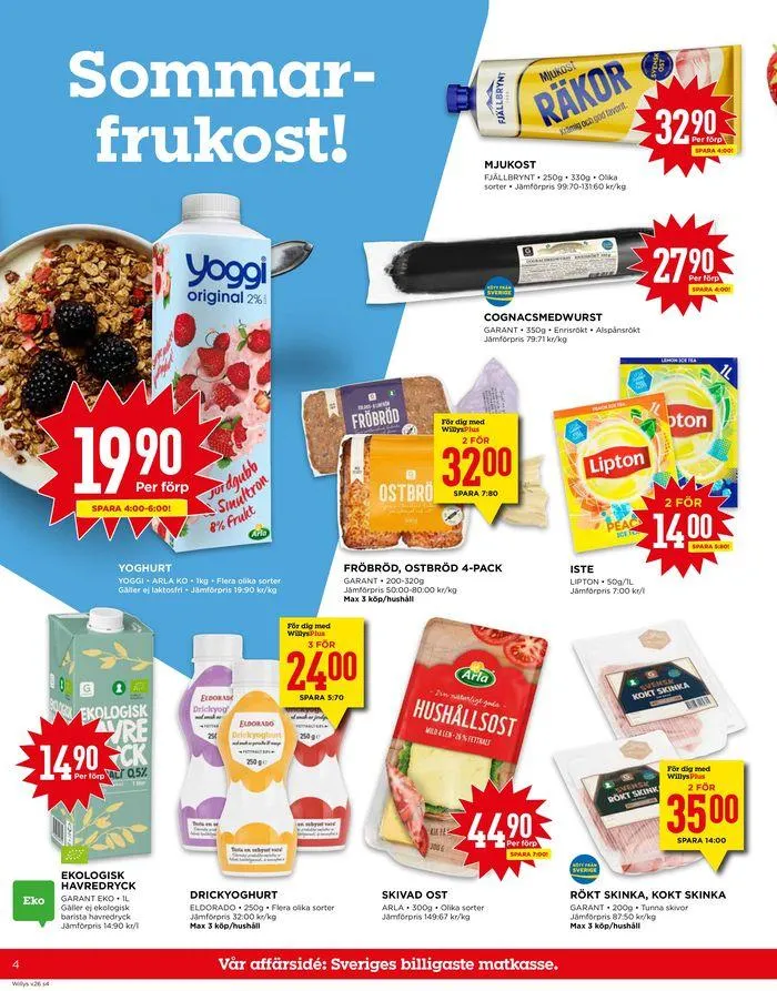 Willys Erbjudanden från 24 juni till 30 juni 2024 - Reklamblad sidor 4