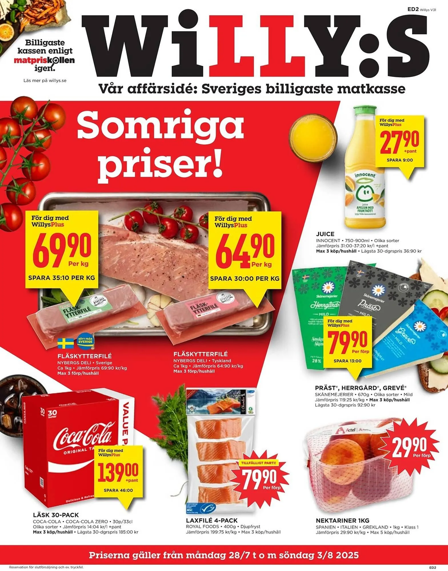Willys reklamblad från 28 juli till 3 augusti 2025 - Reklamblad sidor 1