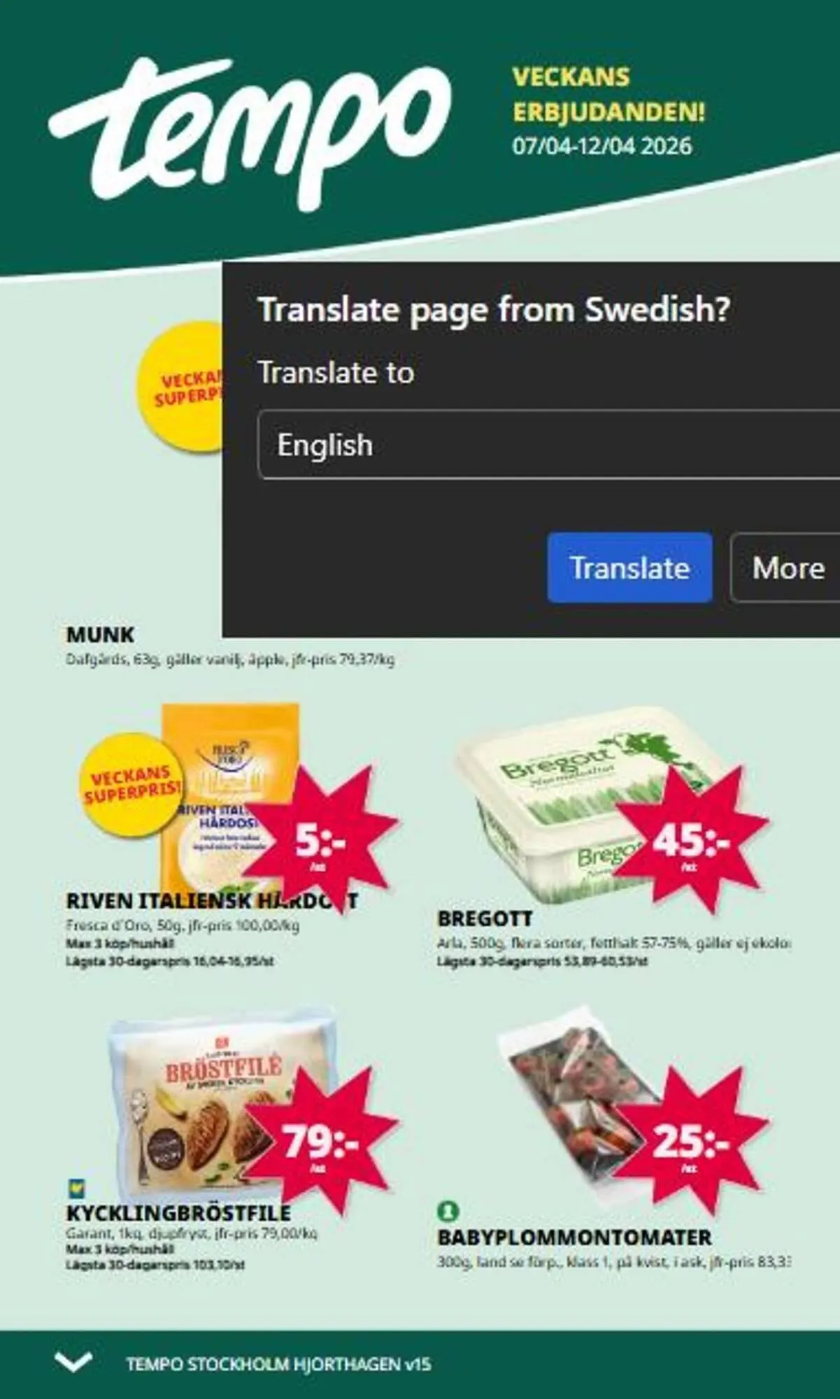 Tempo reklamblad från 6 april till 12 april 2026 - Reklamblad sidor 1