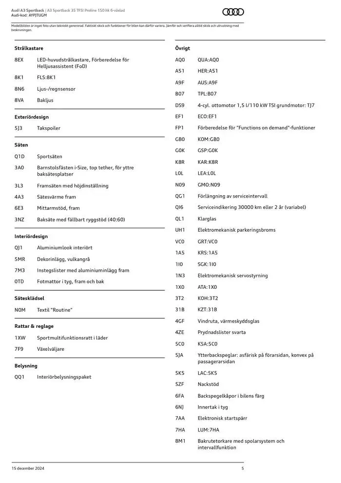 Audi A3 Sportback från 15 december till 15 december 2025 - Reklamblad sidor 5