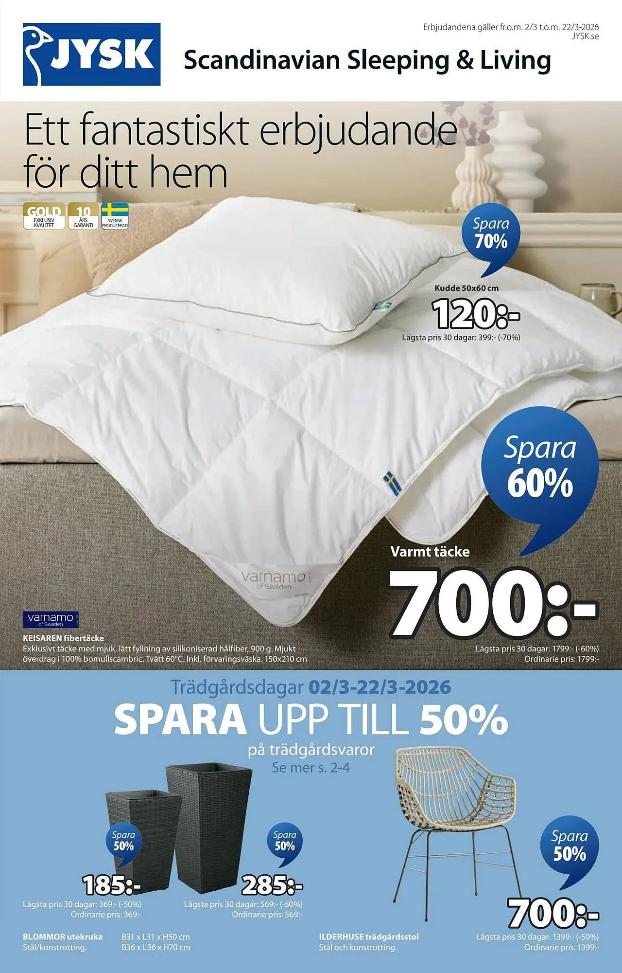 JYSK reklamblad från 2 mars till 23 mars 2026 - Reklamblad sidor 1