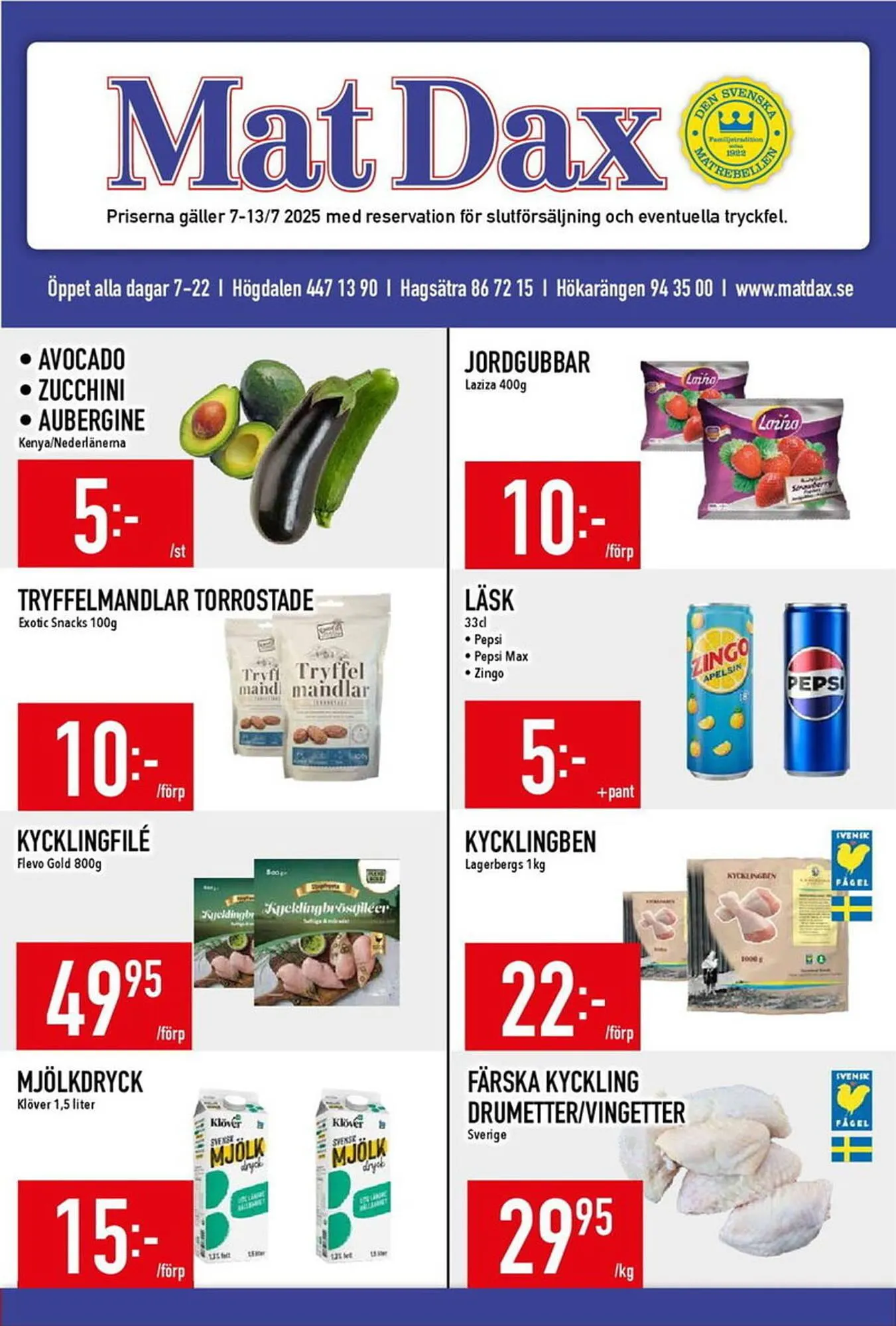 Matdax reklamblad från 7 juli till 13 juli 2025 - Reklamblad sidor 1