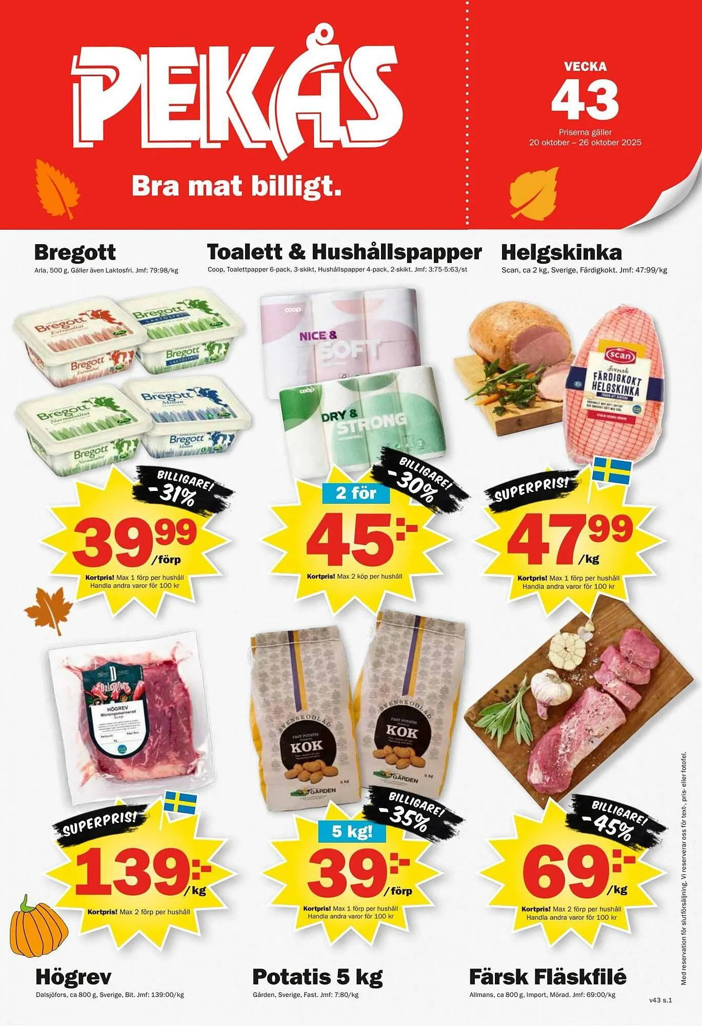 Pekås reklamblad från 20 oktober till 26 oktober 2025 - Reklamblad sidor 1