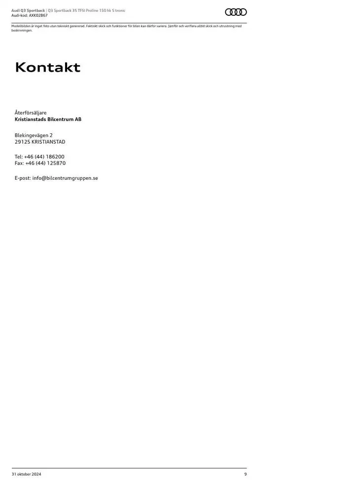Audi Q3 Sportback från 31 oktober till 31 oktober 2025 - Reklamblad sidor 9